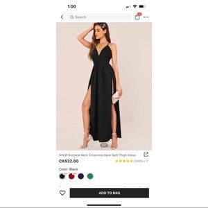 SHEIN || Surplice Neck Criss Cross Back Split Thigh Dress